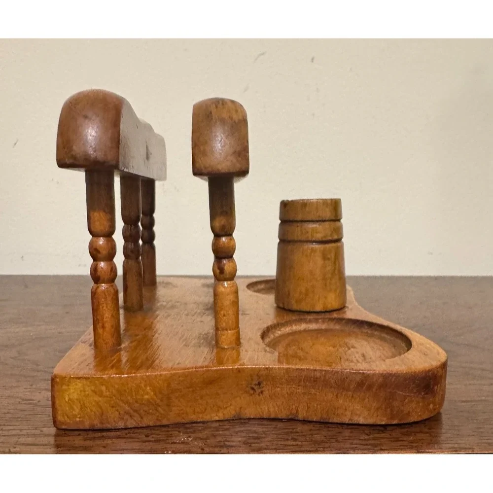 Vintage Wood Napkin Holder & Salt/Pepper Shaker Table Caddy Organizer